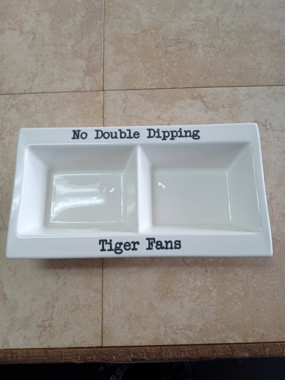 11"x6" Tiger NO double dipping 2 tier dip platter-AQ334